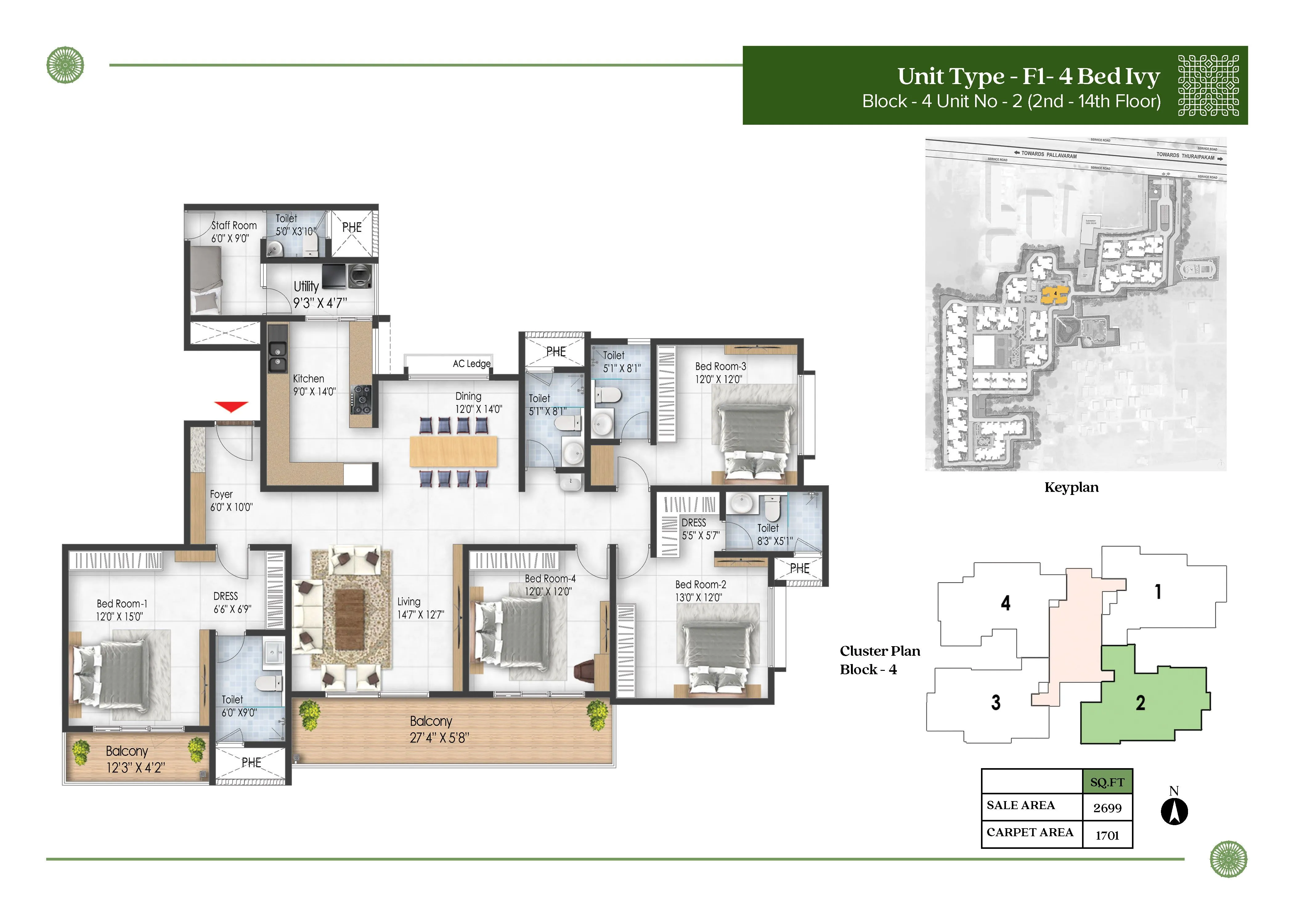 Prestige Pallavaram Gardens 4 BHK 2699 Sq Ft