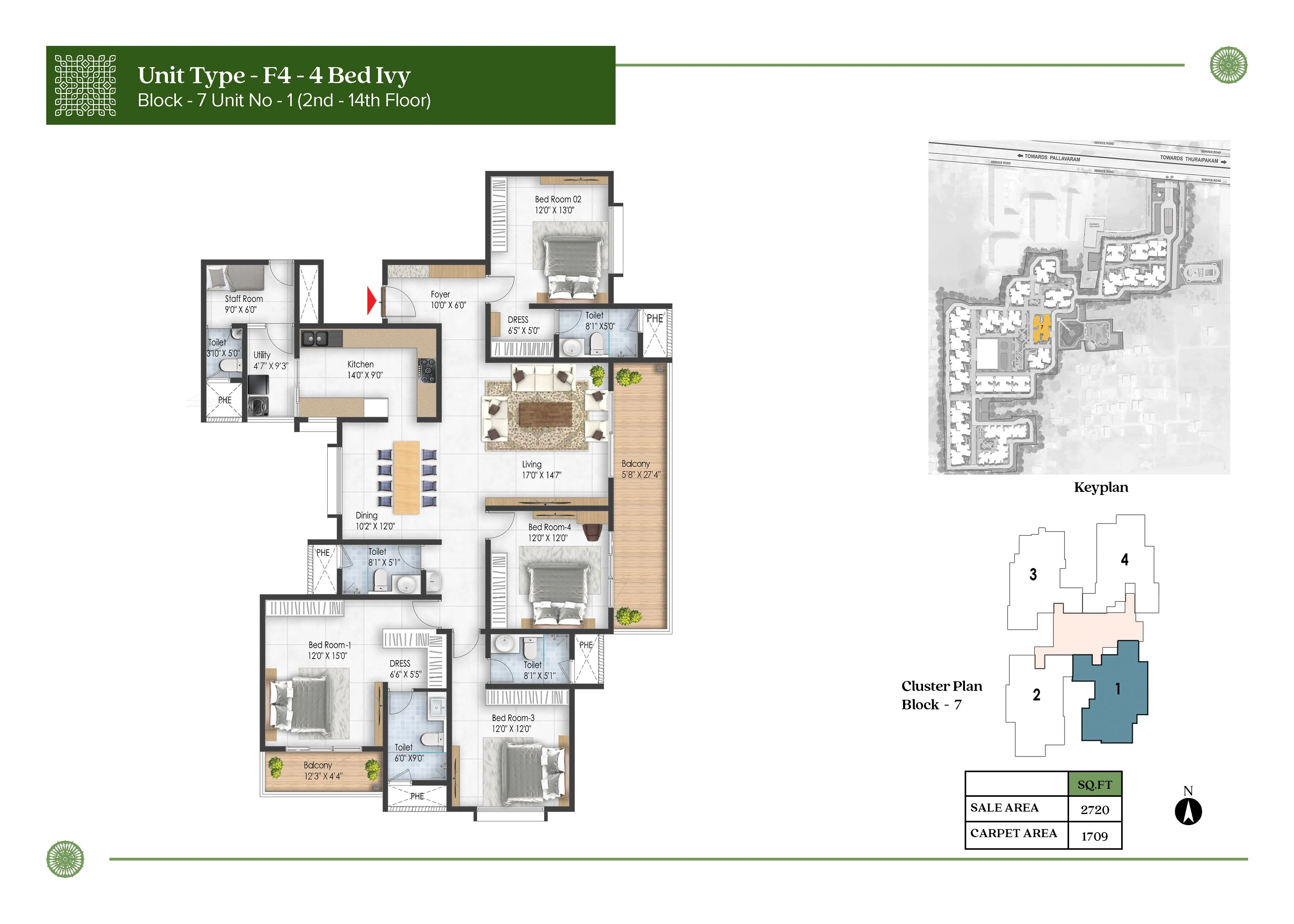 Prestige Pallavaram Gardens 4 BHK 2720 Sq Ft