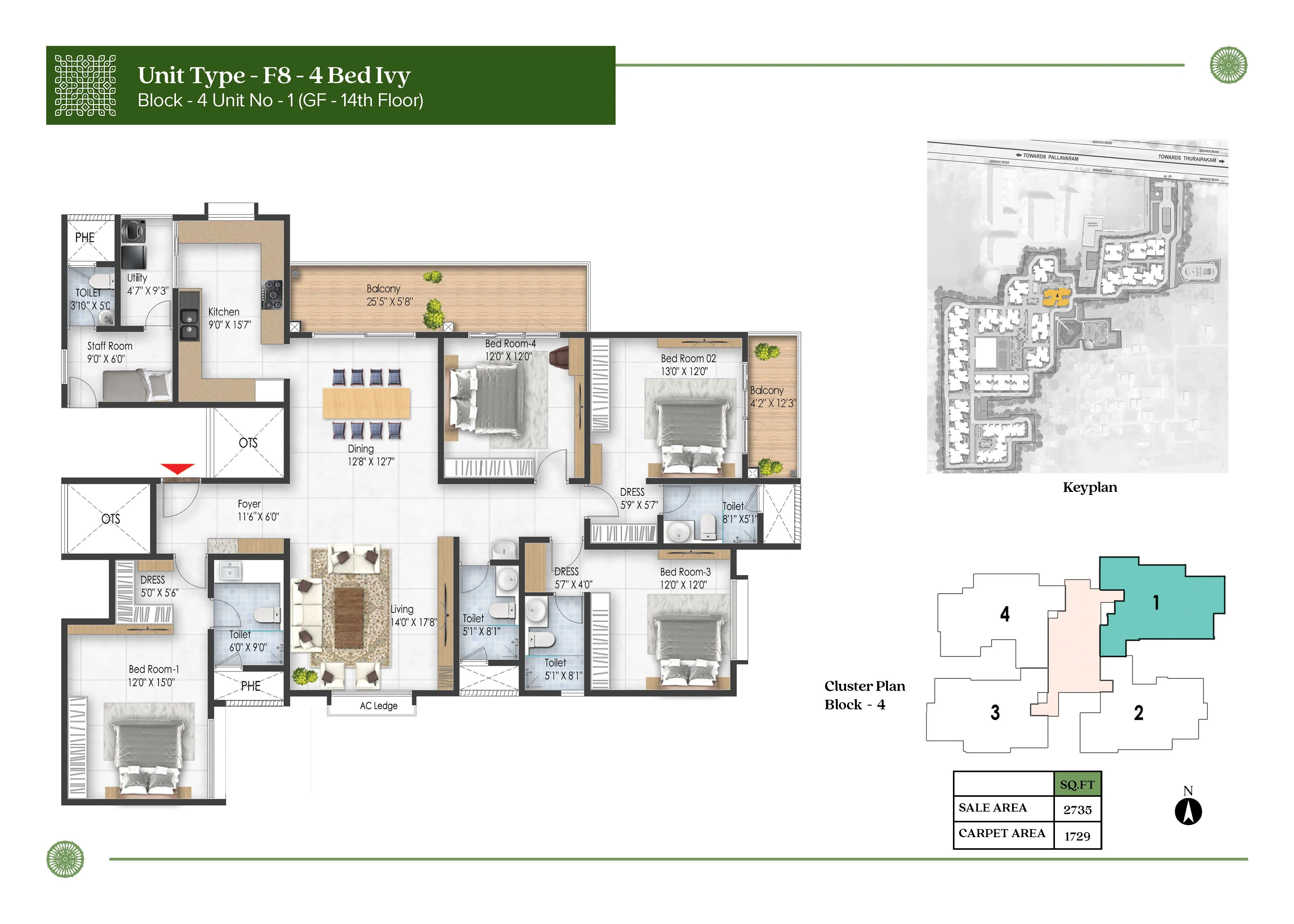 Prestige Pallavaram Gardens 4 BHK 2735 Sq Ft