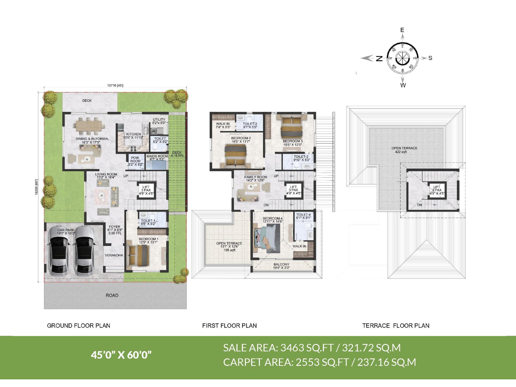 4 BHK 3463 Sq Ft Floor Plan of Prestige Park Grove