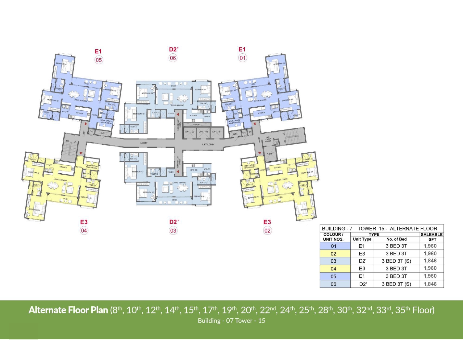 Alternate Floor Plan Building 7, Tower 15 of Prestige Park Grove