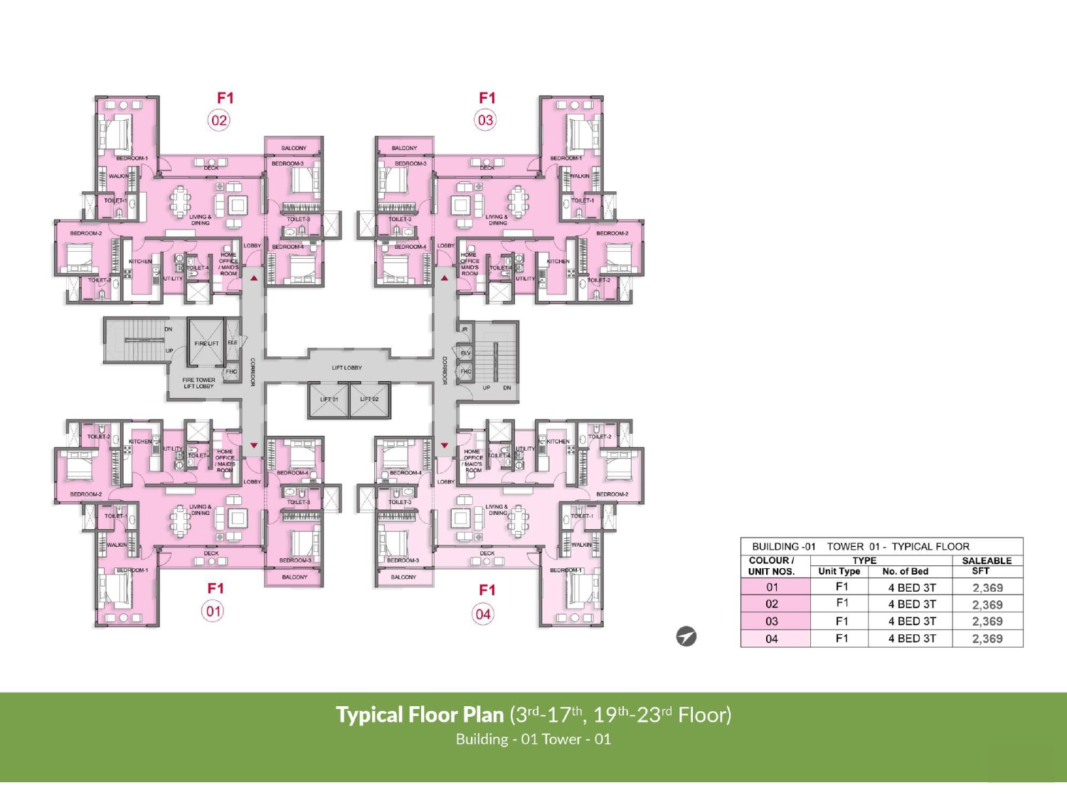 Typical Floor Plan Building 1, Tower 1 of Prestige Park Grove