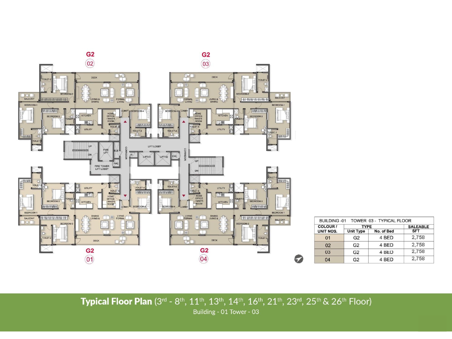 Typical Floor Plan Building 1, Tower 3 of Prestige Park Grove