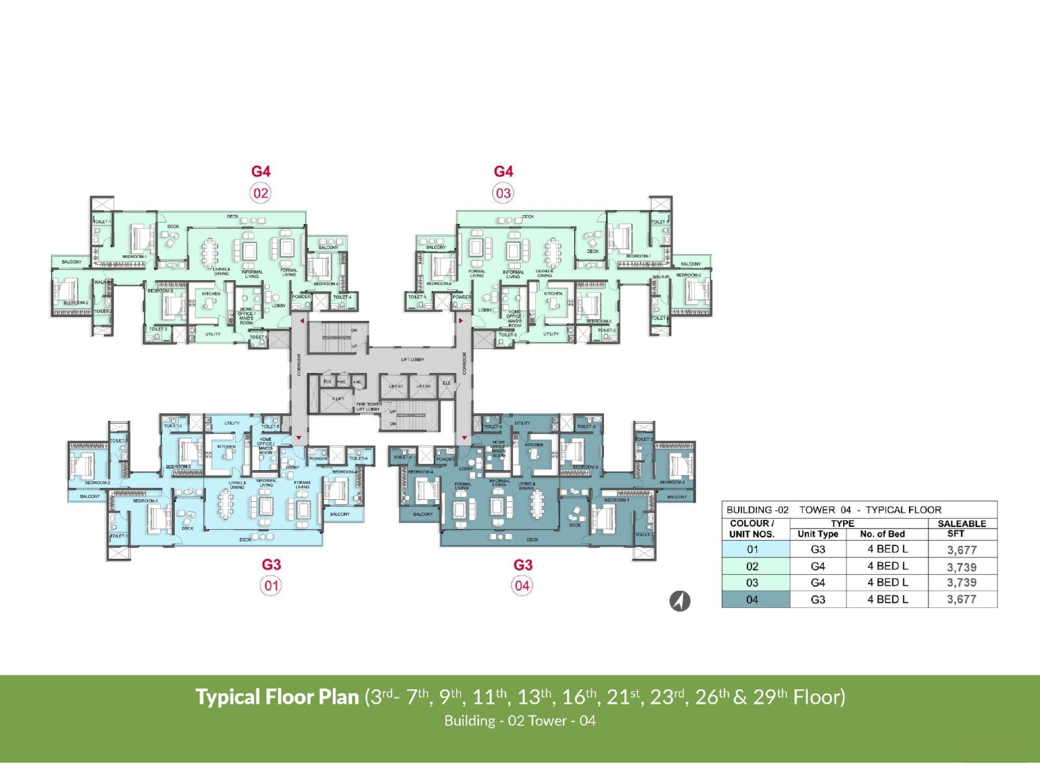 Typical Floor Plan Building 2, Tower 4 of Prestige Park Grove