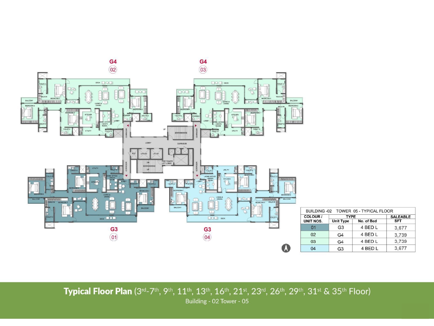 Typical Floor Plan Building 2, Tower 5 of Prestige Park Grove