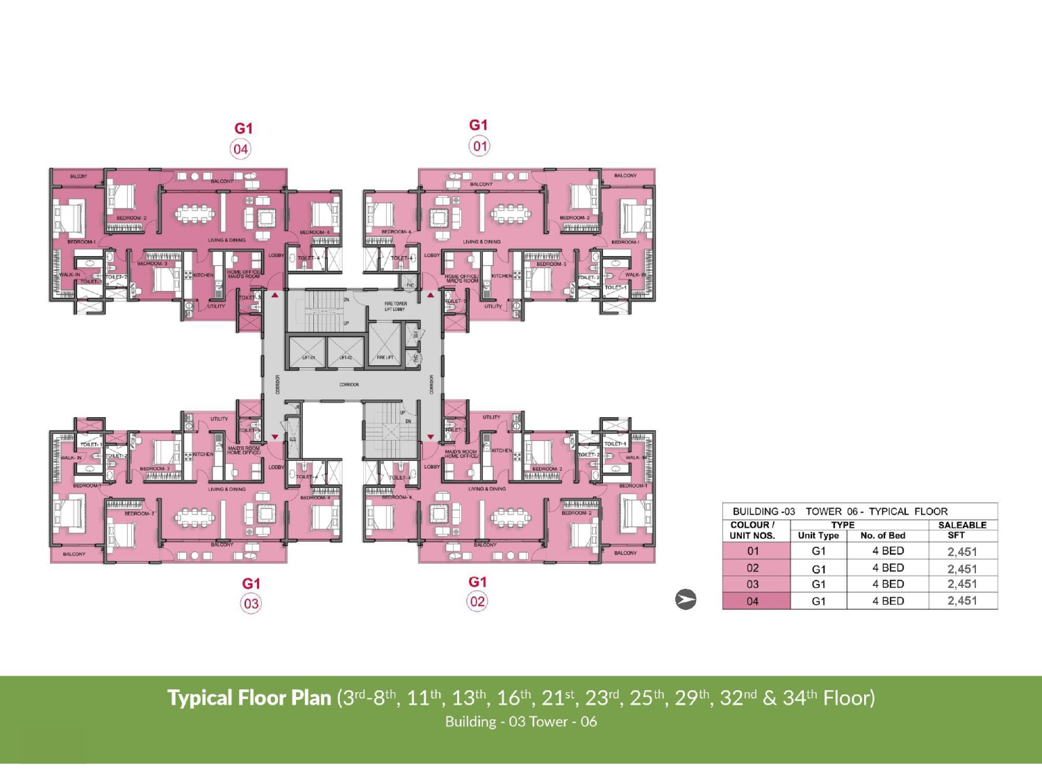Typical Floor Plan Building 3, Tower 6 of Prestige Park Grove