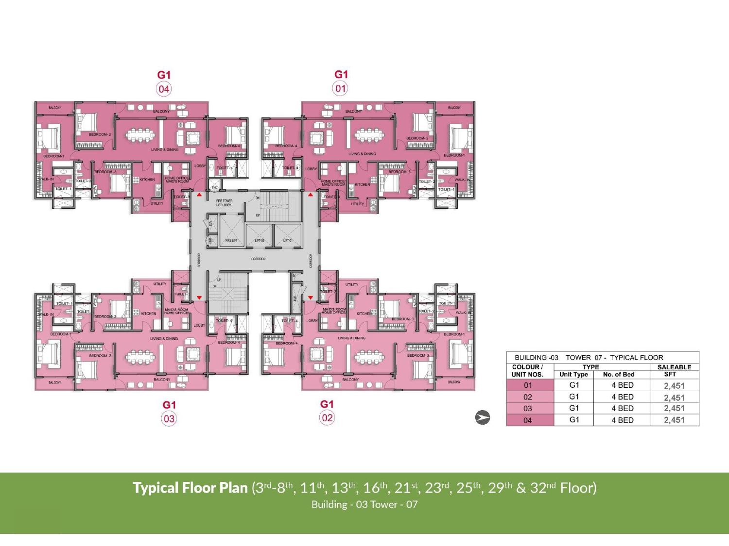 Typical Floor Plan Building 3, Tower 7 of Prestige Park Grove