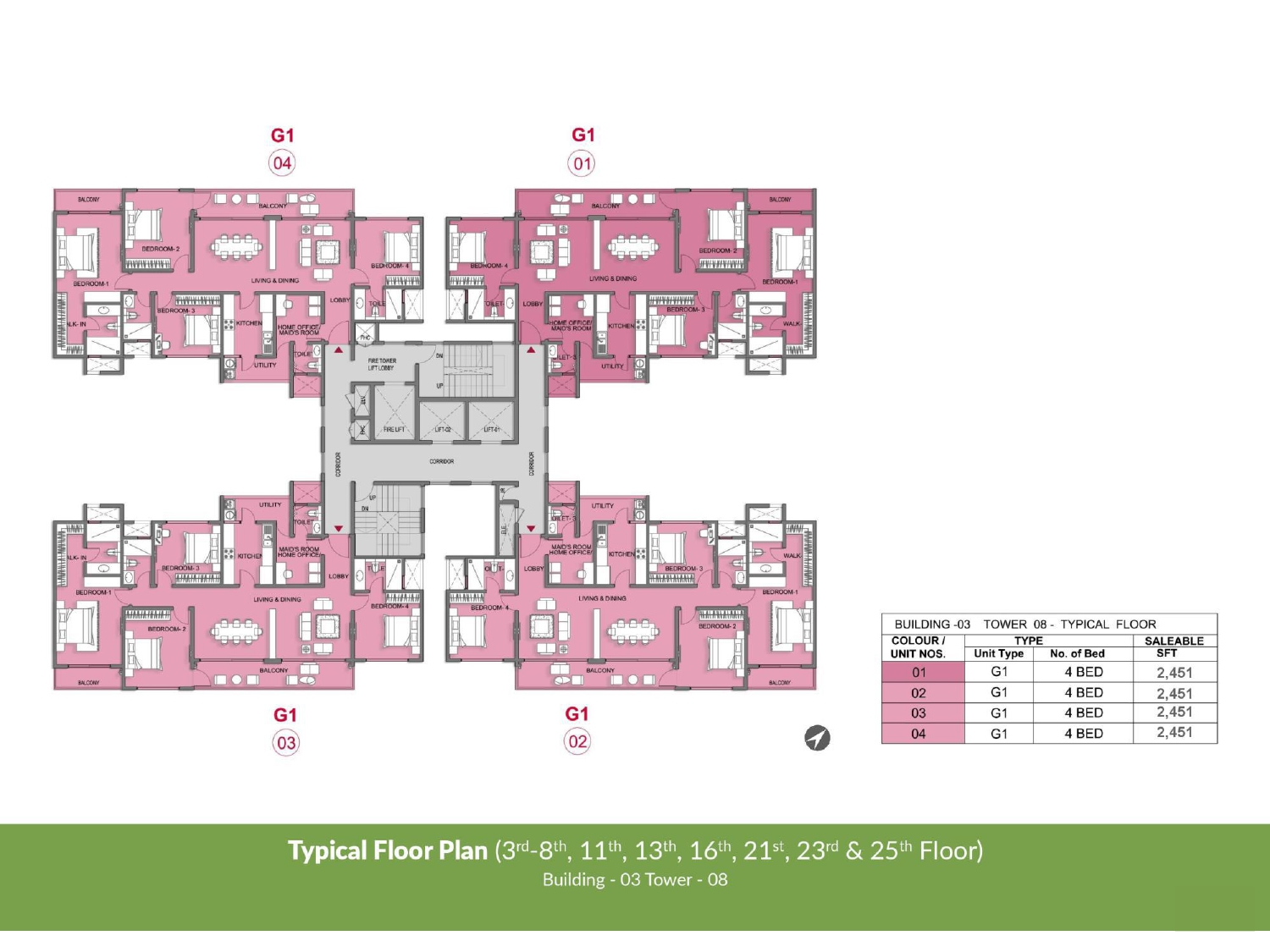Typical Floor Plan Building 3, Tower 8 of Prestige Park Grove
