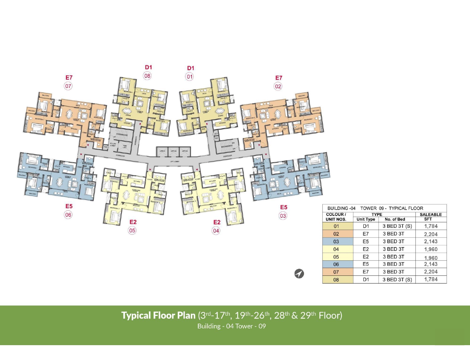Typical Floor Plan Building 4, Tower 9 of Prestige Park Grove
