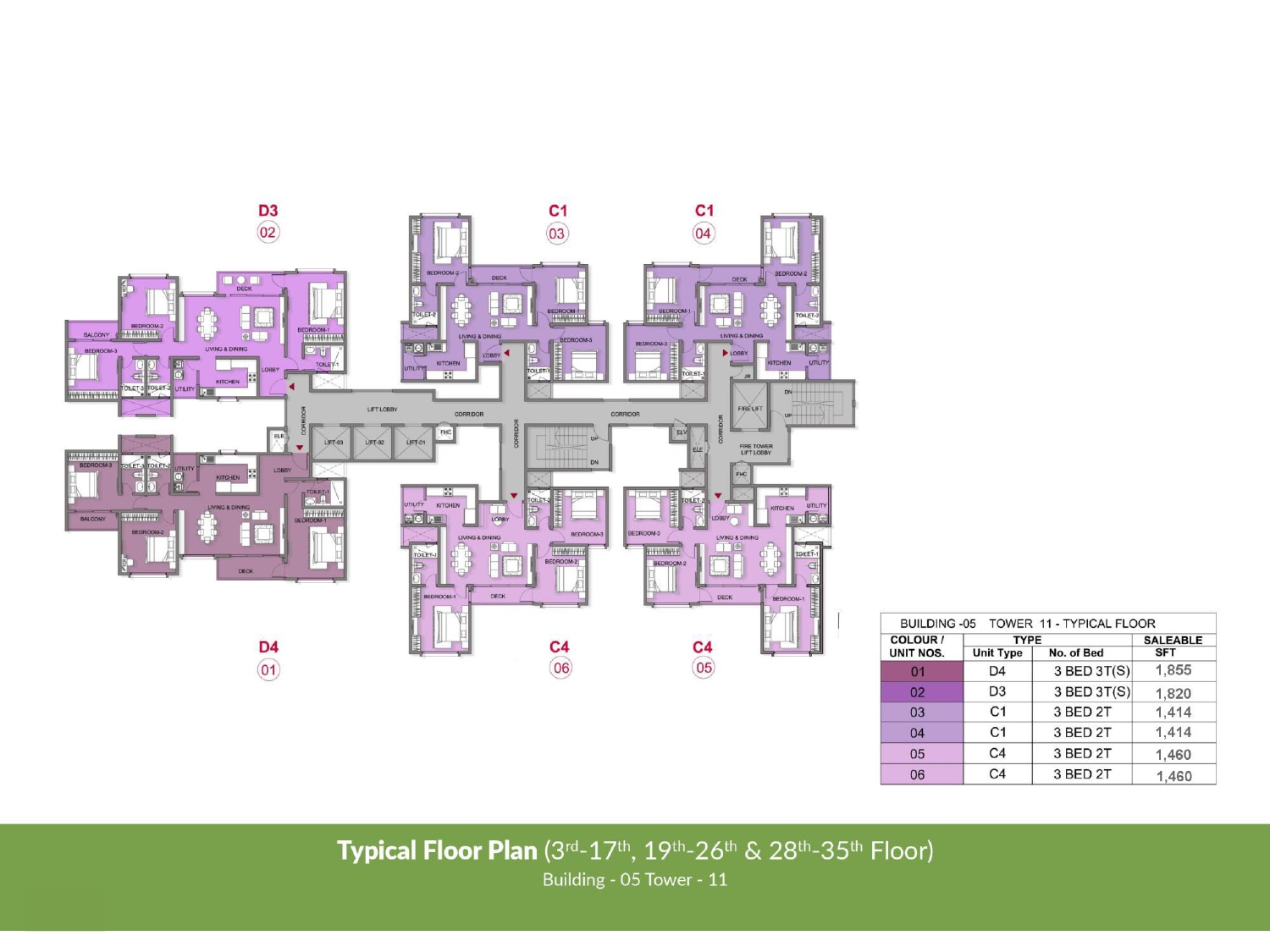 Typical Floor Plan Building 5, Tower 11 of Prestige Park Grove