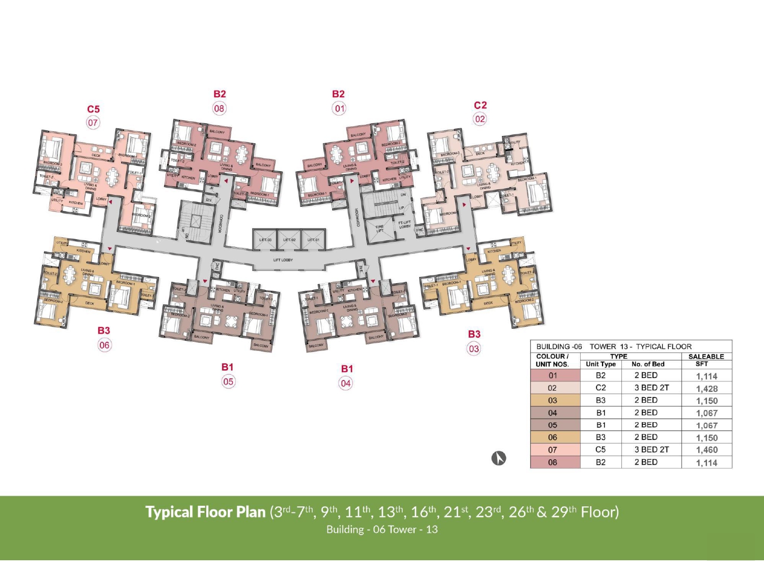 Typical Floor Plan Building 6, Tower 13 of Prestige Park Grove