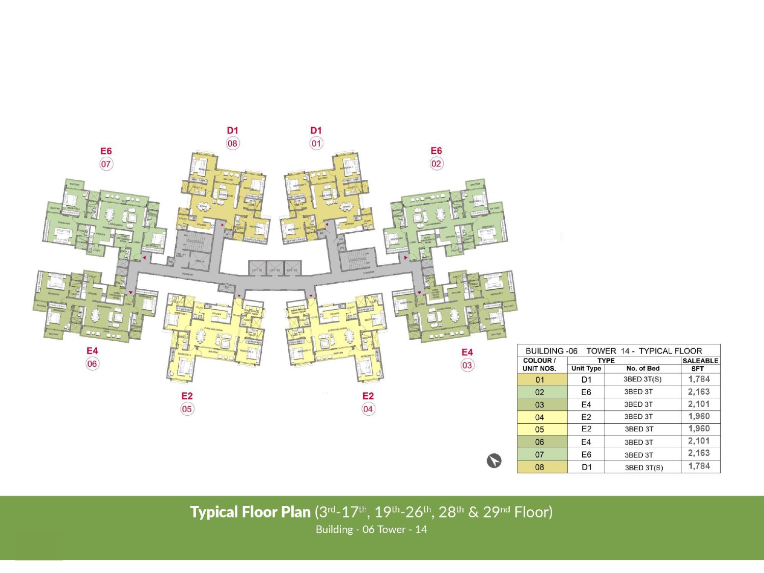 Typical Floor Plan Building 6, Tower 14 of Prestige Park Grove