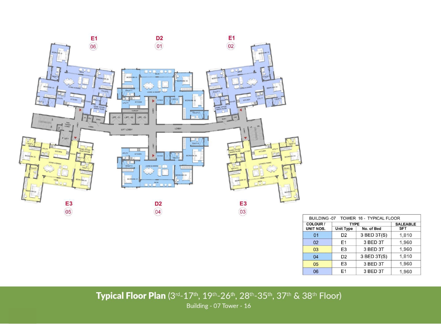 Typical Floor Plan Building 7, Tower 16 of Prestige Park Grove
