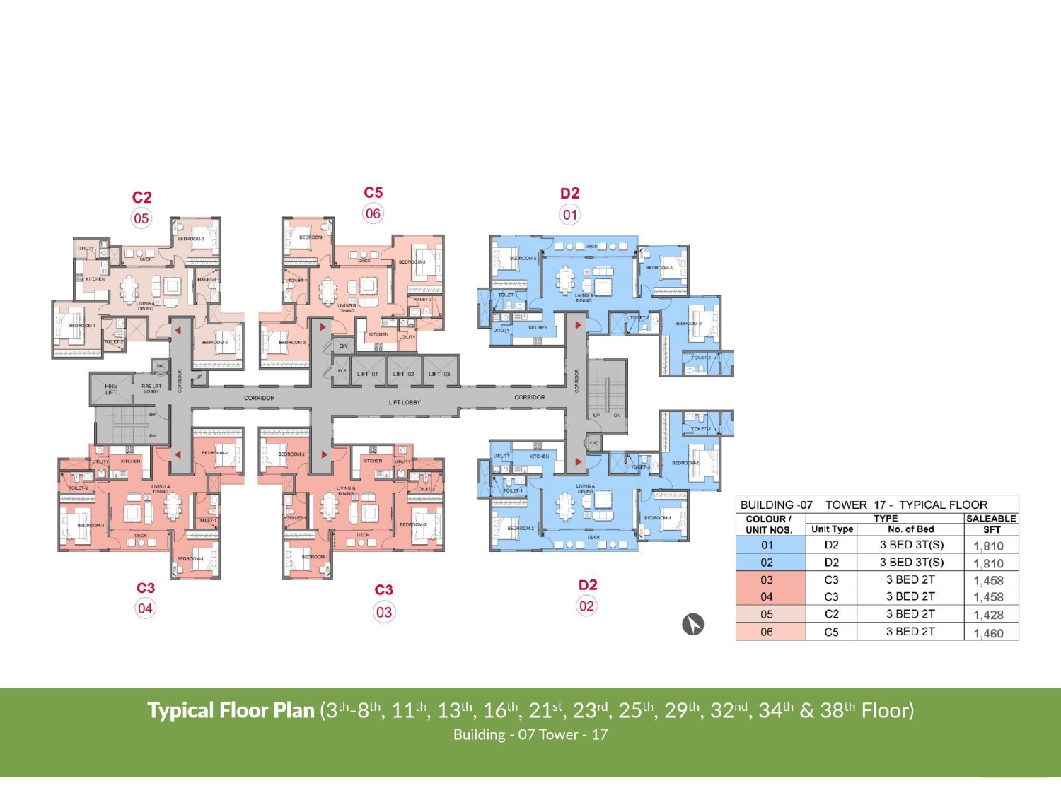 Typical Floor Plan Building 7, Tower 17 of Prestige Park Grove