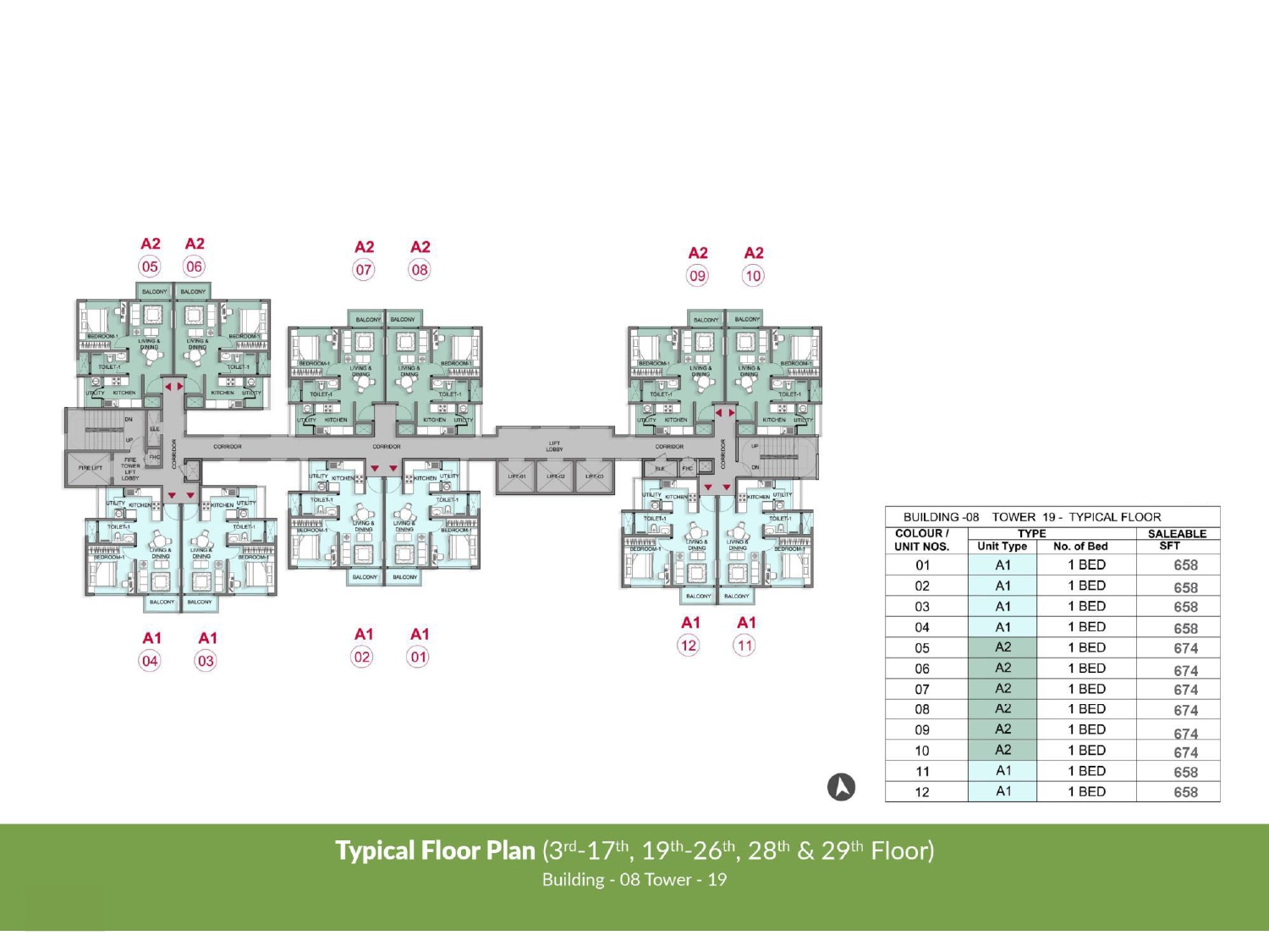 Typical Floor Plan Building 8, Tower 19 of Prestige Park Grove