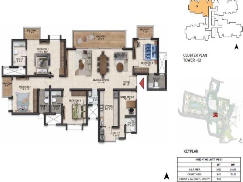 Prestige Southern Star 4 BHK Floor Plan