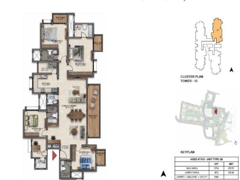 Prestige Southern Star 4 BHK Floor Plan