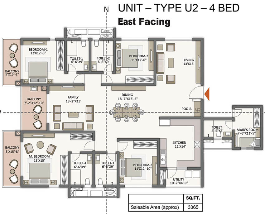 The Prestige City Hyderabad 4 BHK 3365 Sq Ft Floor Plan