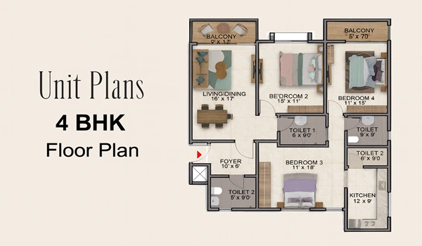 The Prestige City Mulund 4 BHK Floor Plan