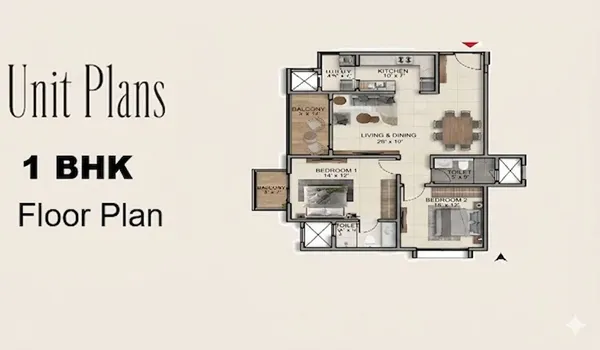 Prestige Evergreen 1 BHK Floor Plan