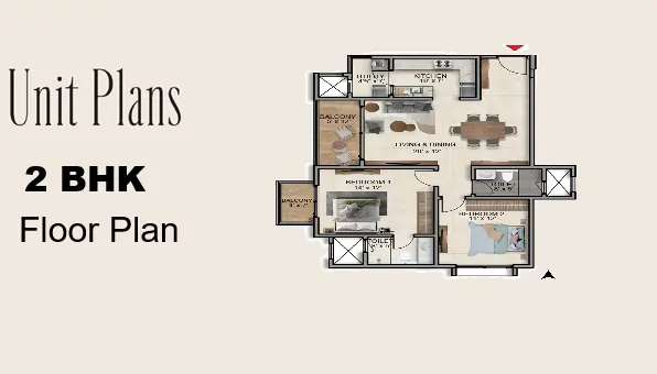 Prestige Falcon City Luxe 2 BHK Floor Plan