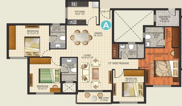 Prestige Clover Dale 4 BHK Floor Plan